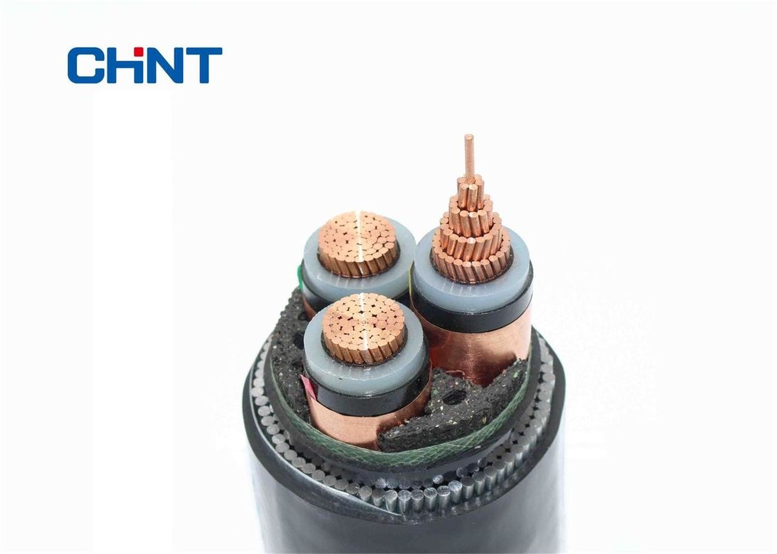 LSZH Sheath 8.7 / 15kV Power Cable Copper Conductor Double Steel Wire Armored